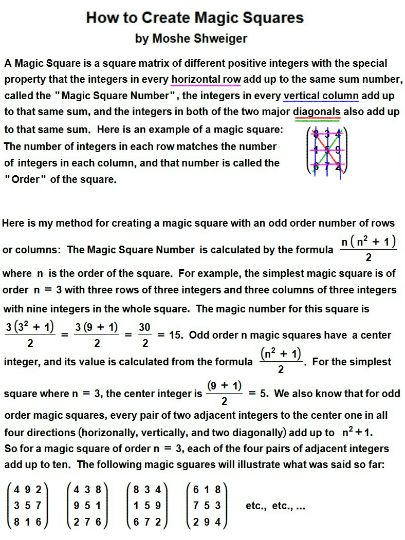 How to create magic squares of order 3