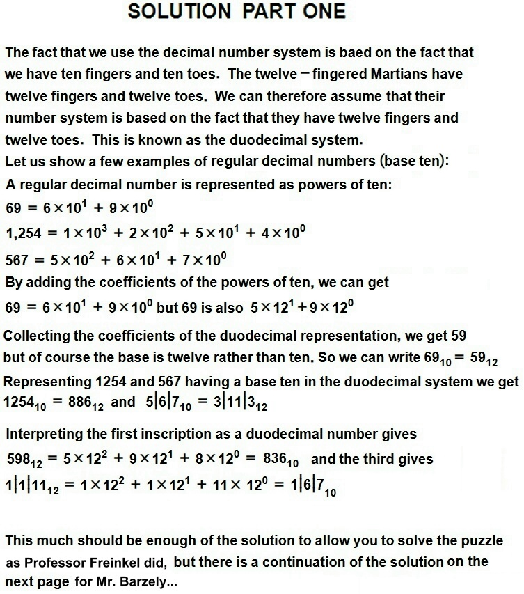 12-Fingered Martians Puzzle - Solution Part One