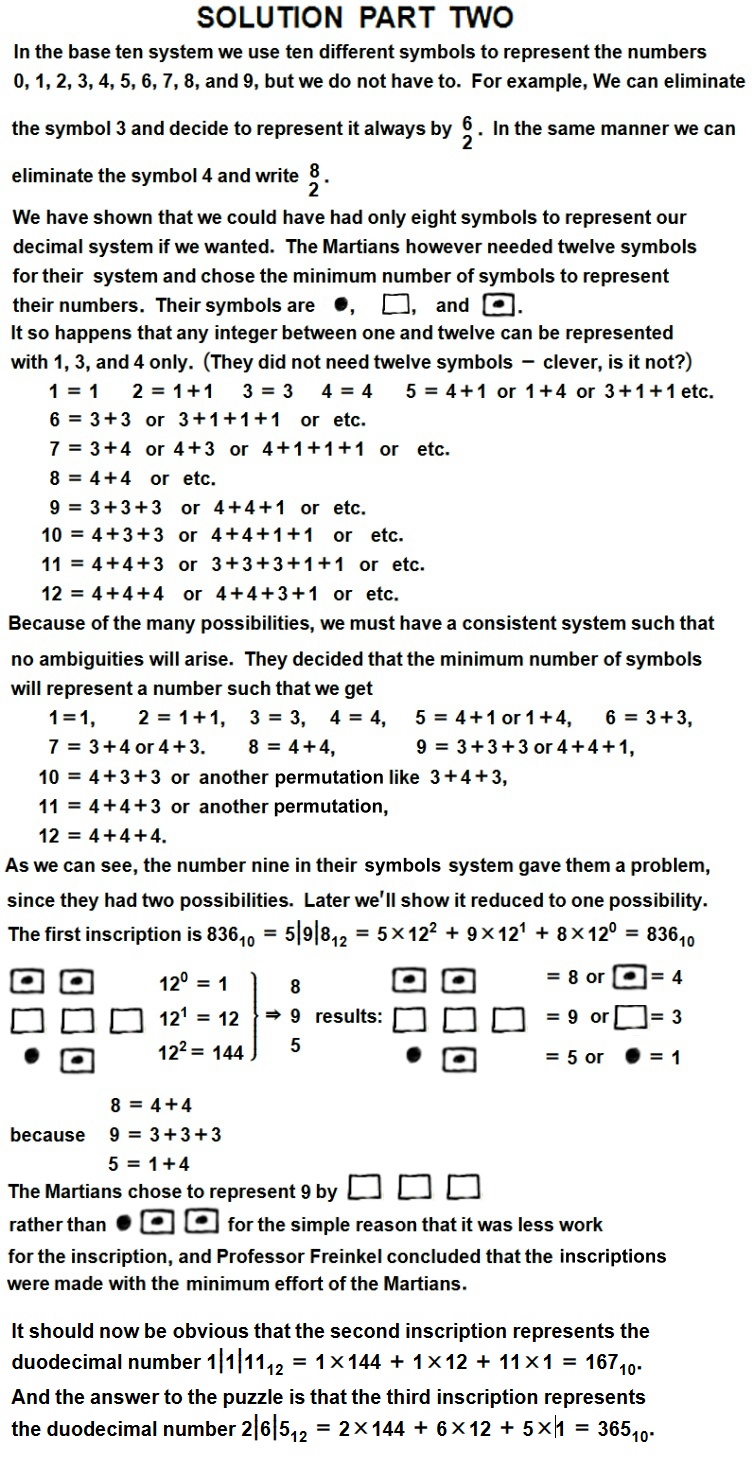 12-Fingered Martians Puzzle - Solution Part Two